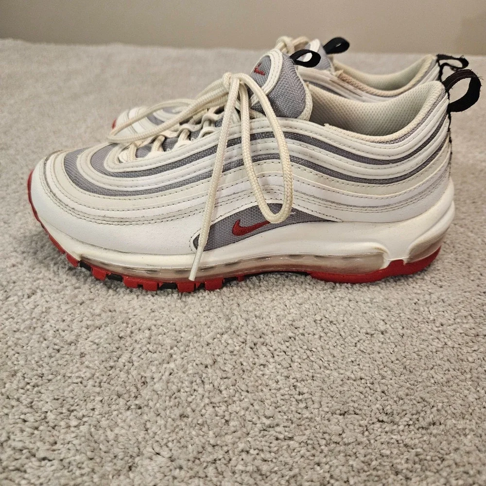 Nike Air Max 97 White Red Silver‎ 921522-111 Size 5.5Y Shoes